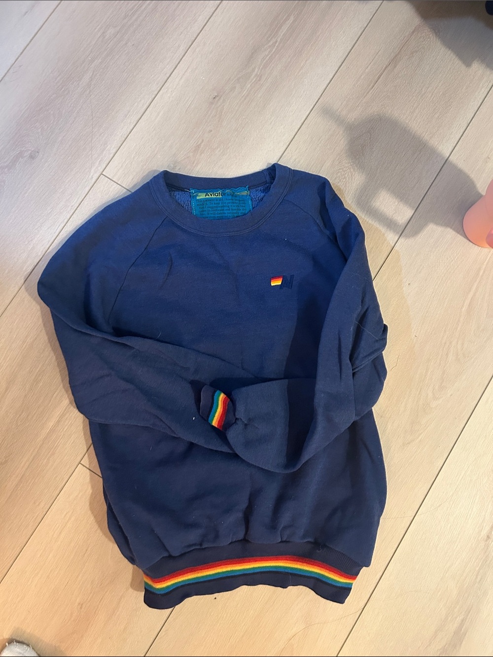 Aviator nation  Crewneck Sweater with Rainbow Trim